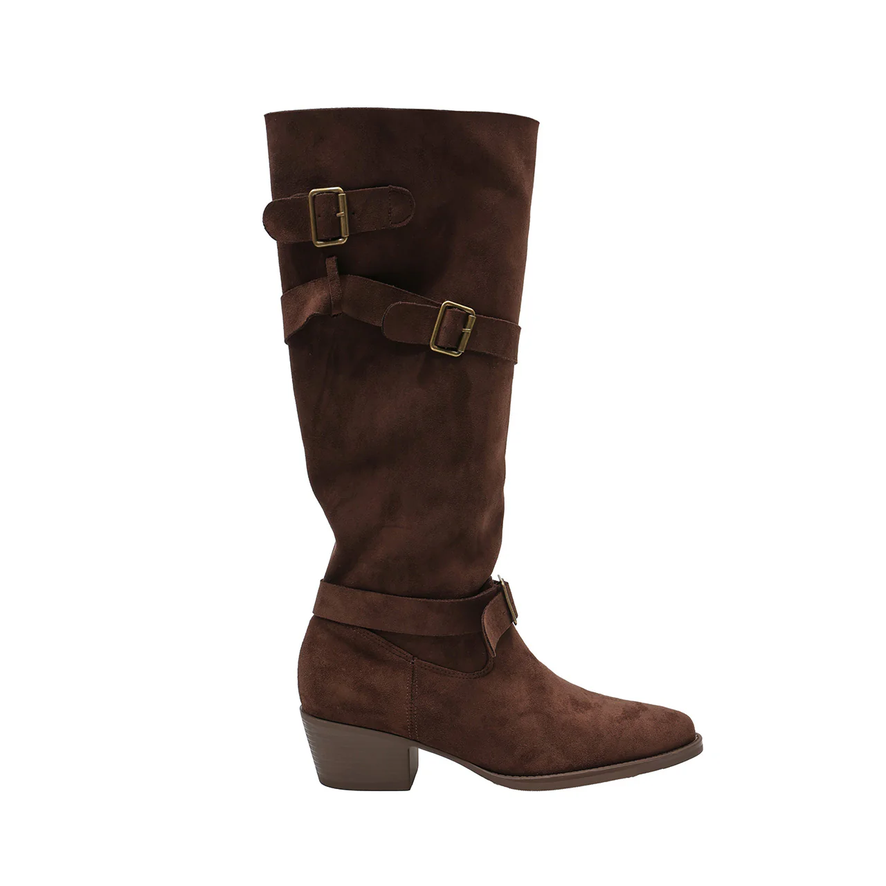 AR-3535 Suede Buckle Mid-Calf Boots - Image 2