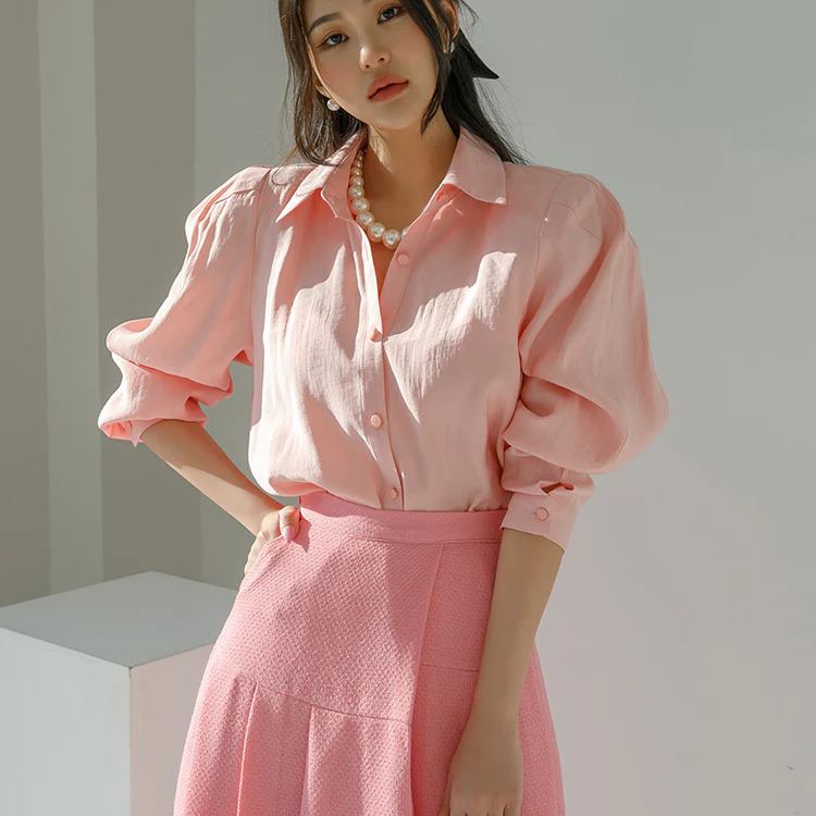 B2709 Loose Fit Collar Blouse - Image 2