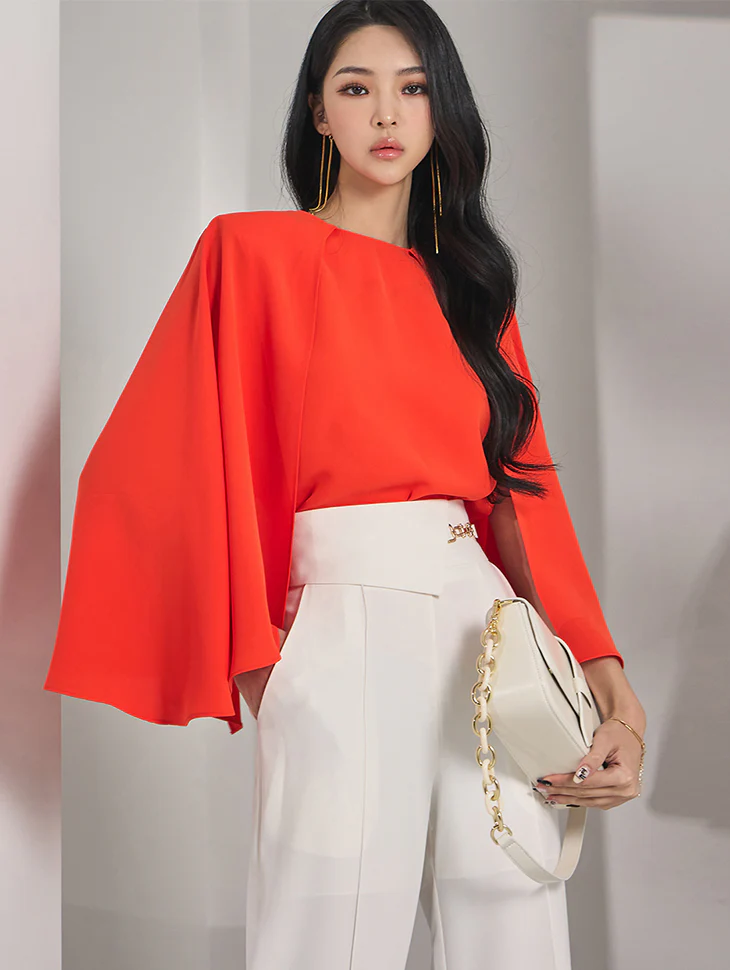 B2723 Sleeveless Cape Design Blouse