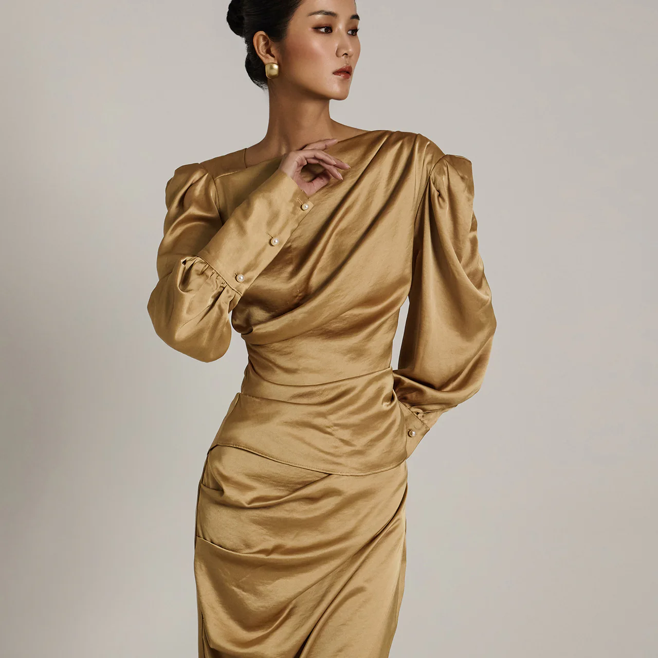B2888 Satin Drape Blouse - Image 2