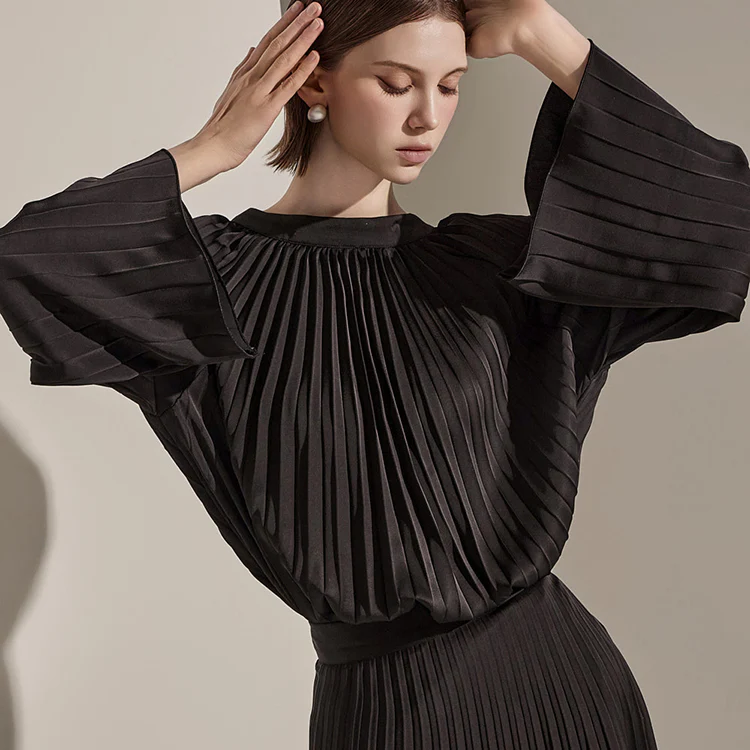 B2923 Pleats Unbalance Long Blouse(Strap Set) - Image 2
