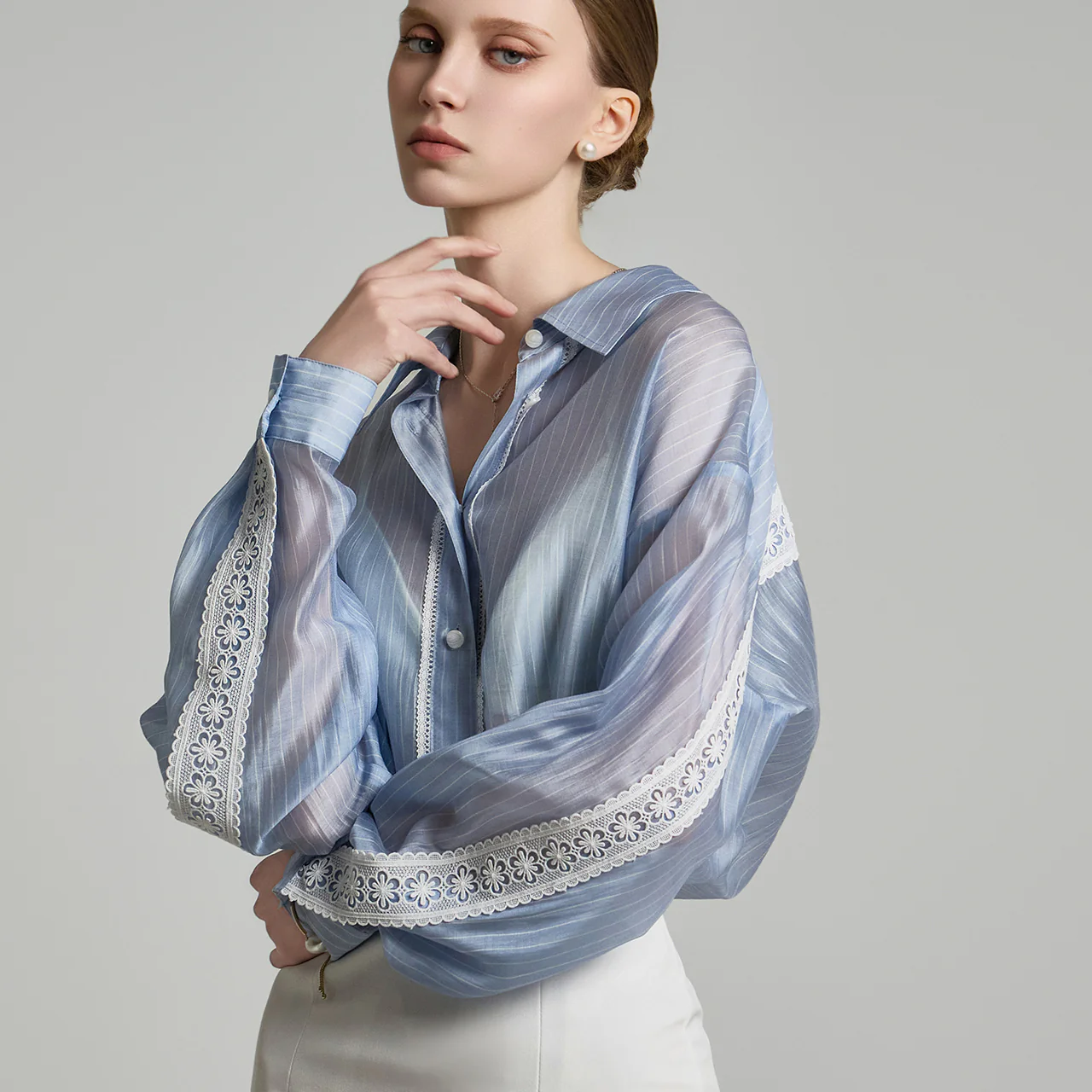 B3054 Sheer Lace Blouse - Image 2