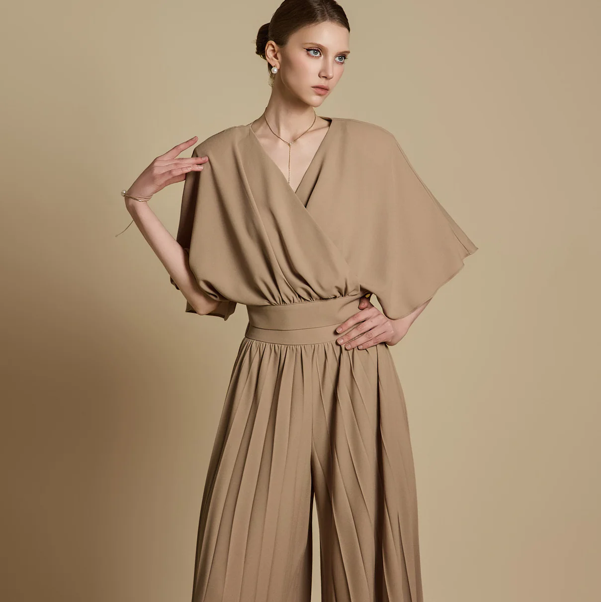 B3068 Wrap Shirring Blouse - Image 2