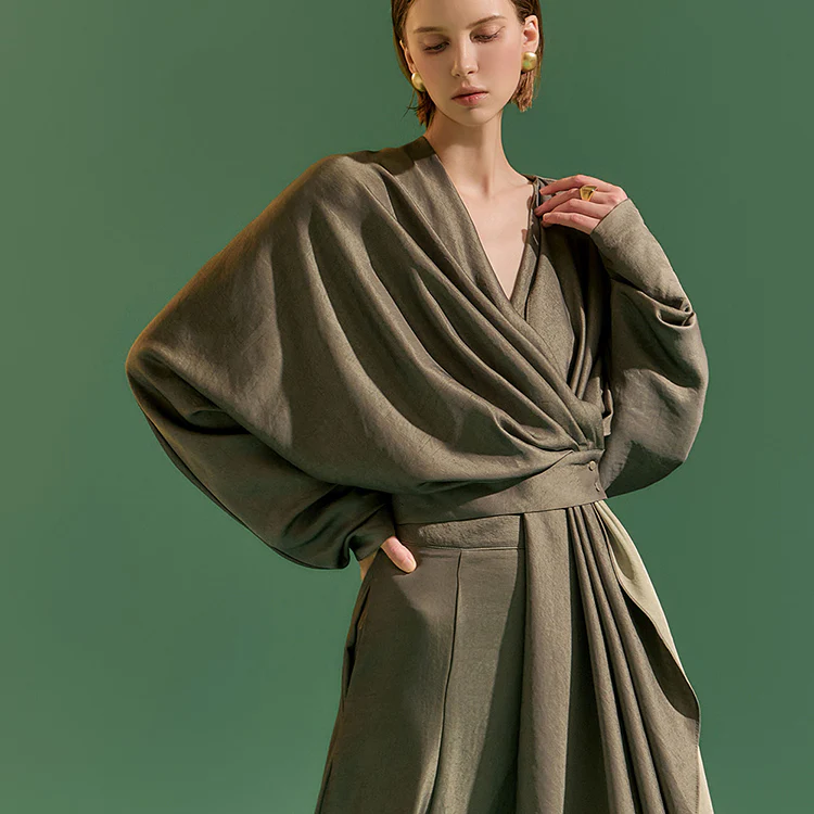 B9165 Draped Wrap Blouse - Image 2