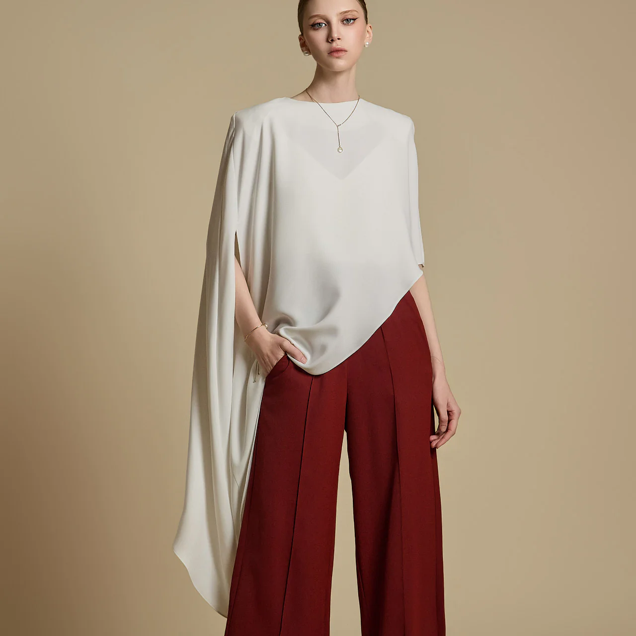 B9189 Asymmetric Blouse - Image 2