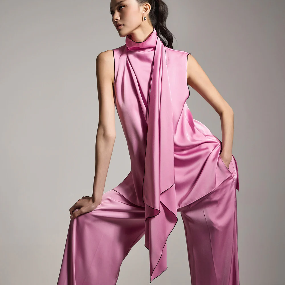 B9195 Satin Sleeveless Blouse - Image 2