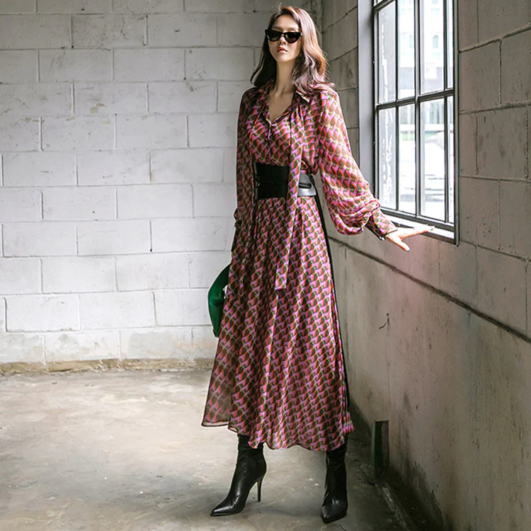 D4304 Strap Set Patterned Dress - Image 2