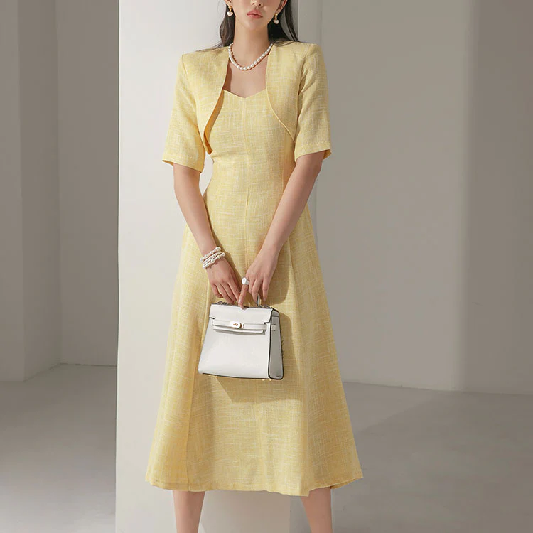 D4446 Tweed Bolero Dress - Image 2