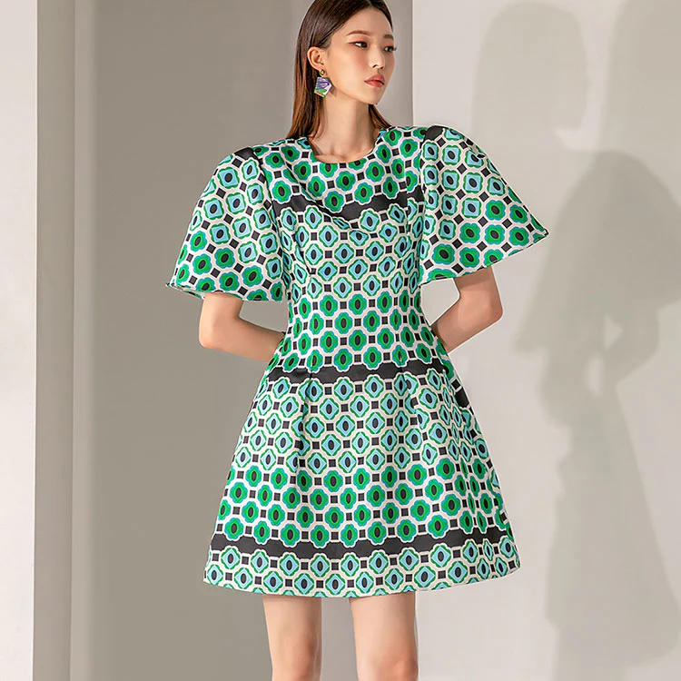 D4461 Pattern Mini Dress - Image 2