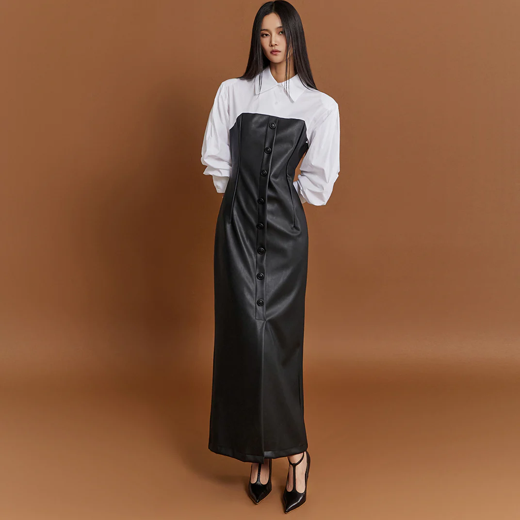D4869 Leather Shirt Dress - Image 2