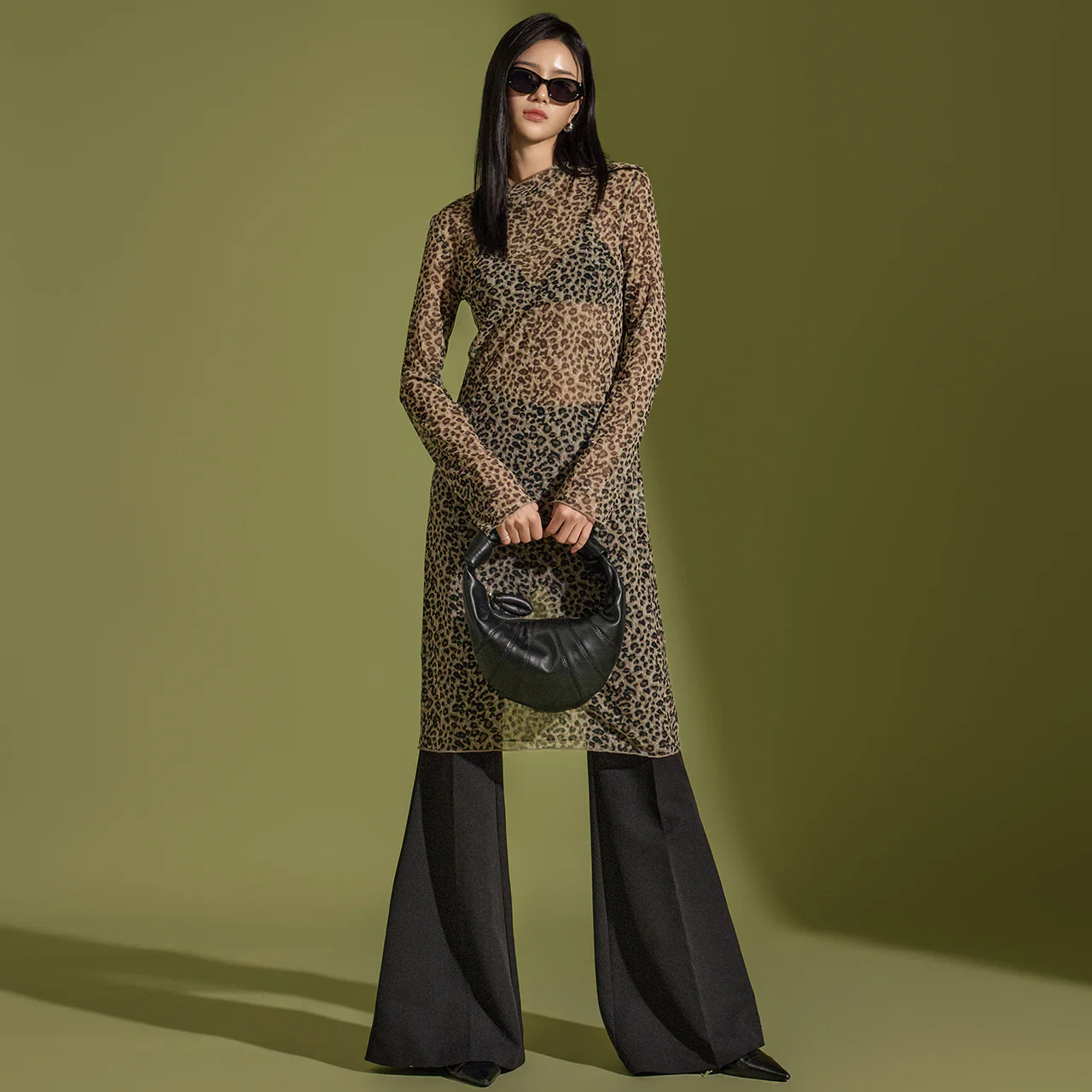 D5078 Leopard Pattern Sheer Dress - Image 2