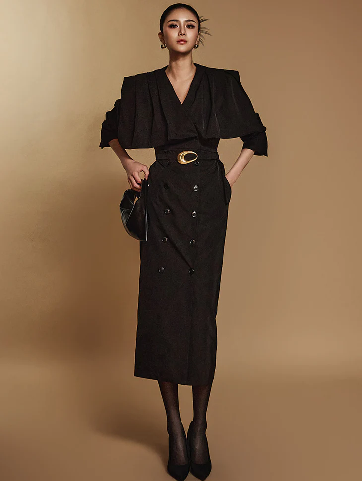 D5096 Belted Trench Dress