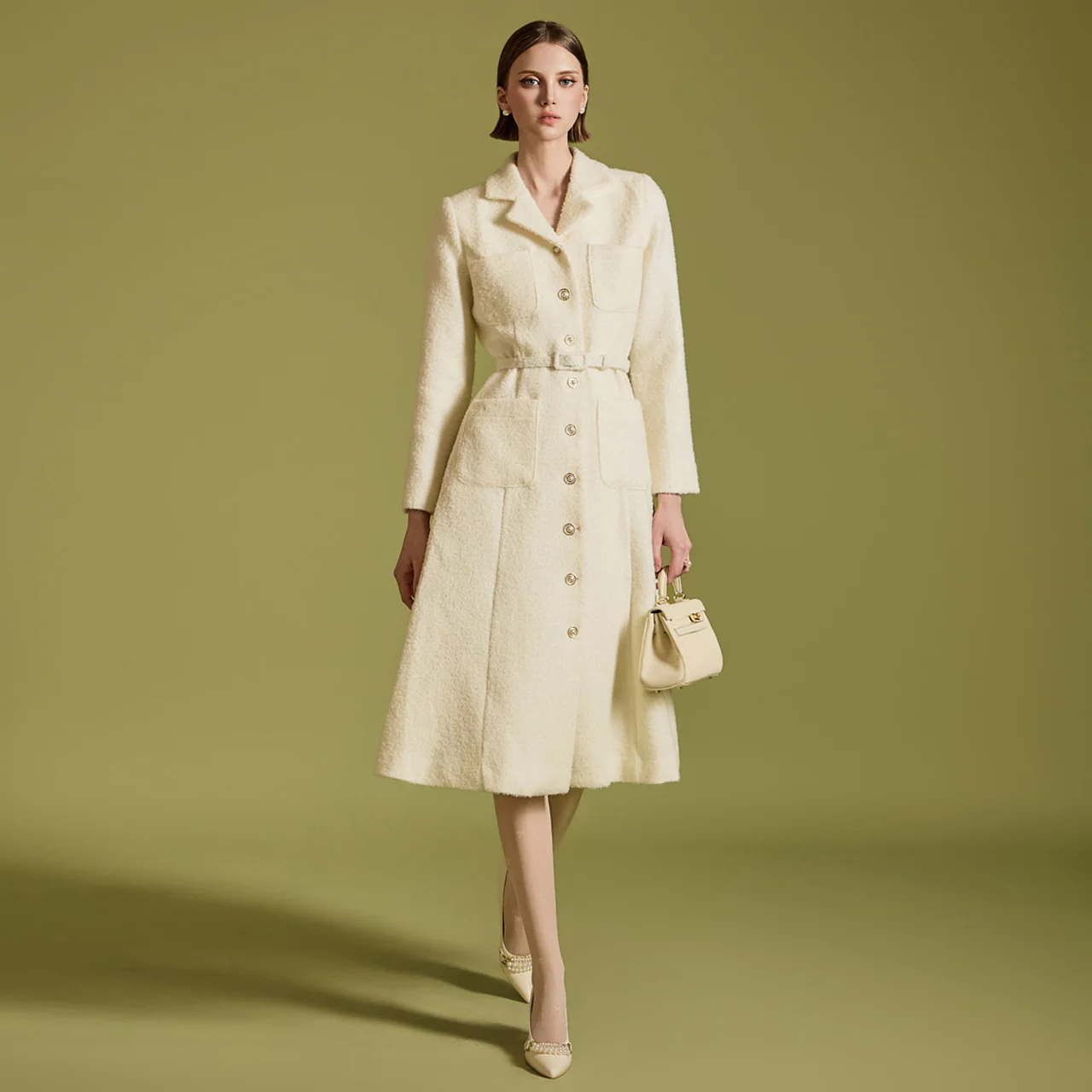 D5131 Wool Dress With Belt *Addtional L Size Version* - Image 2