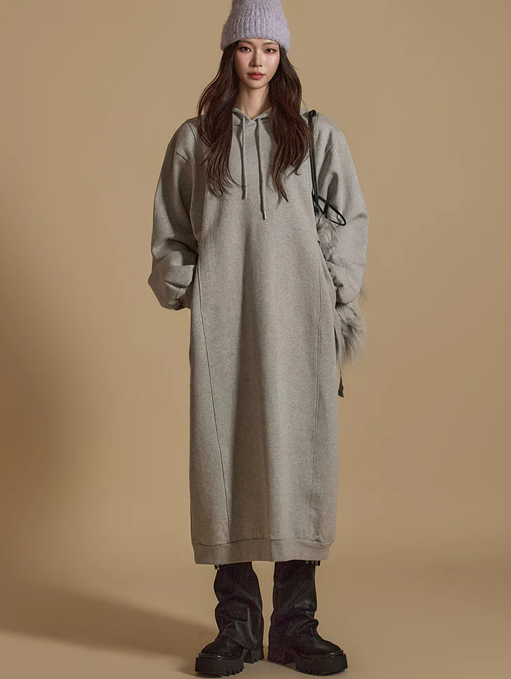 D5171 Fleece-lined Hooded Dress