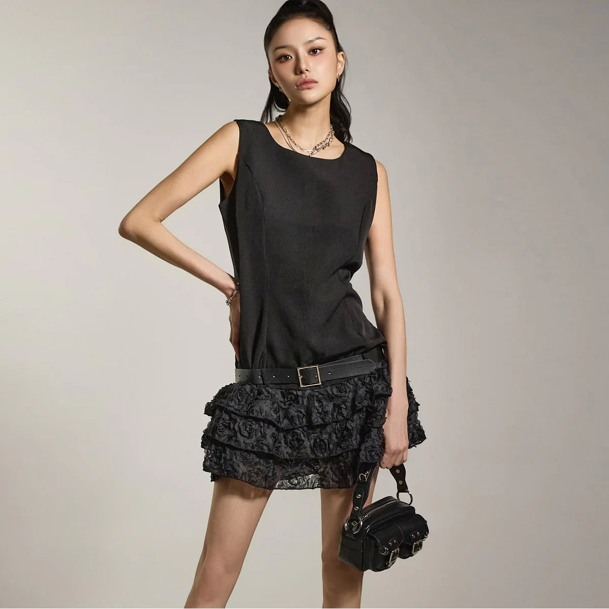D5268 Mini Dress with Belt - Image 2