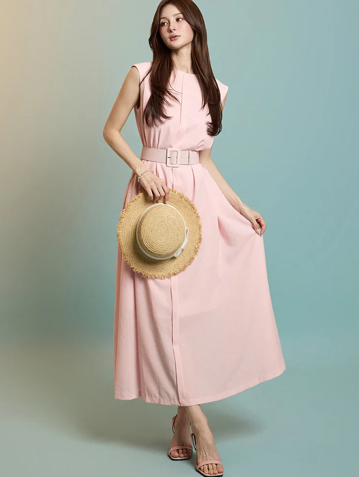 D5275 Sleeveless Dress with Belt
