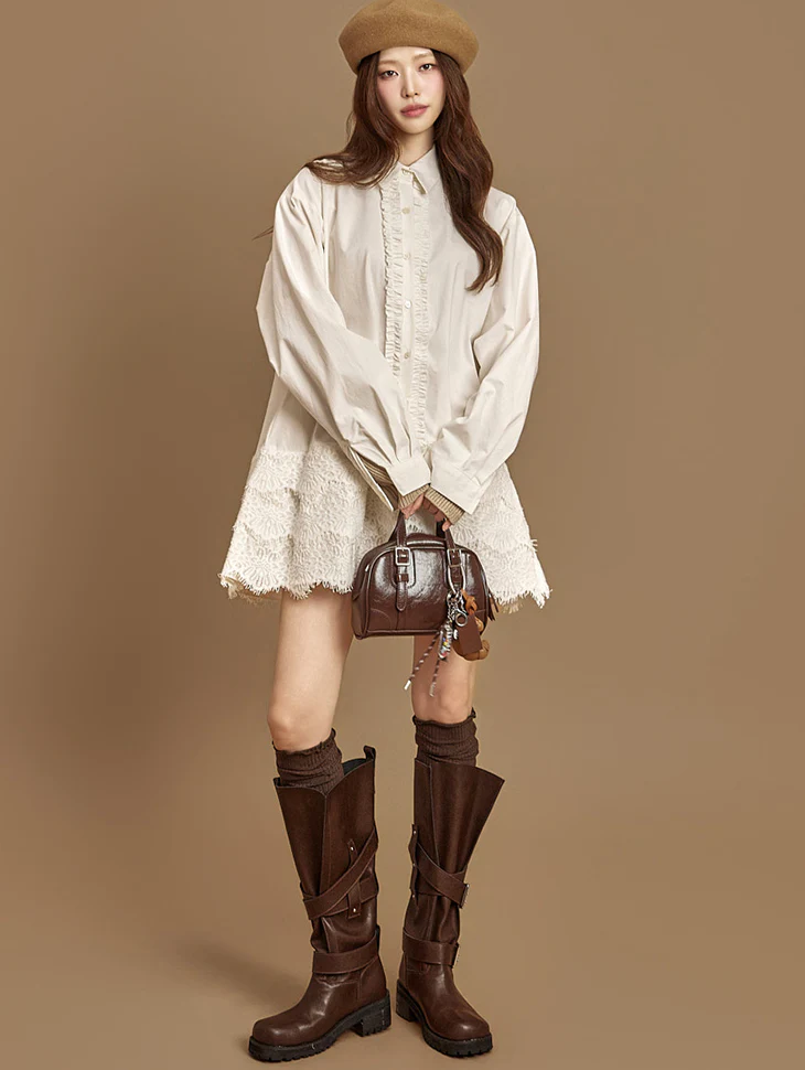 D5401 Lace Shirts Dress