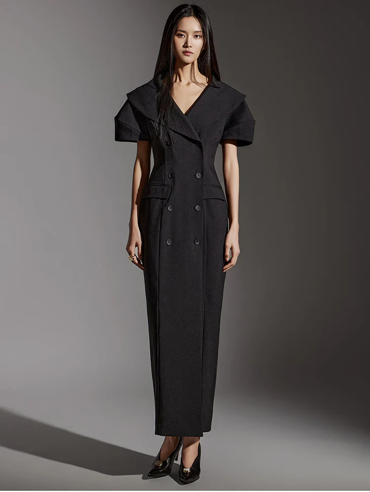 D9469 Shawl Collar Dress