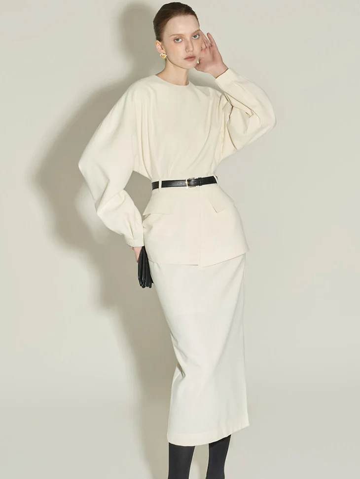 D9579 Layered Dress with Belt