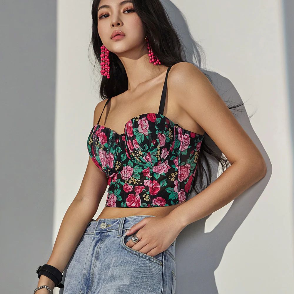 E3022 Flower Chiffon Tube Top Sleeveless - Image 2