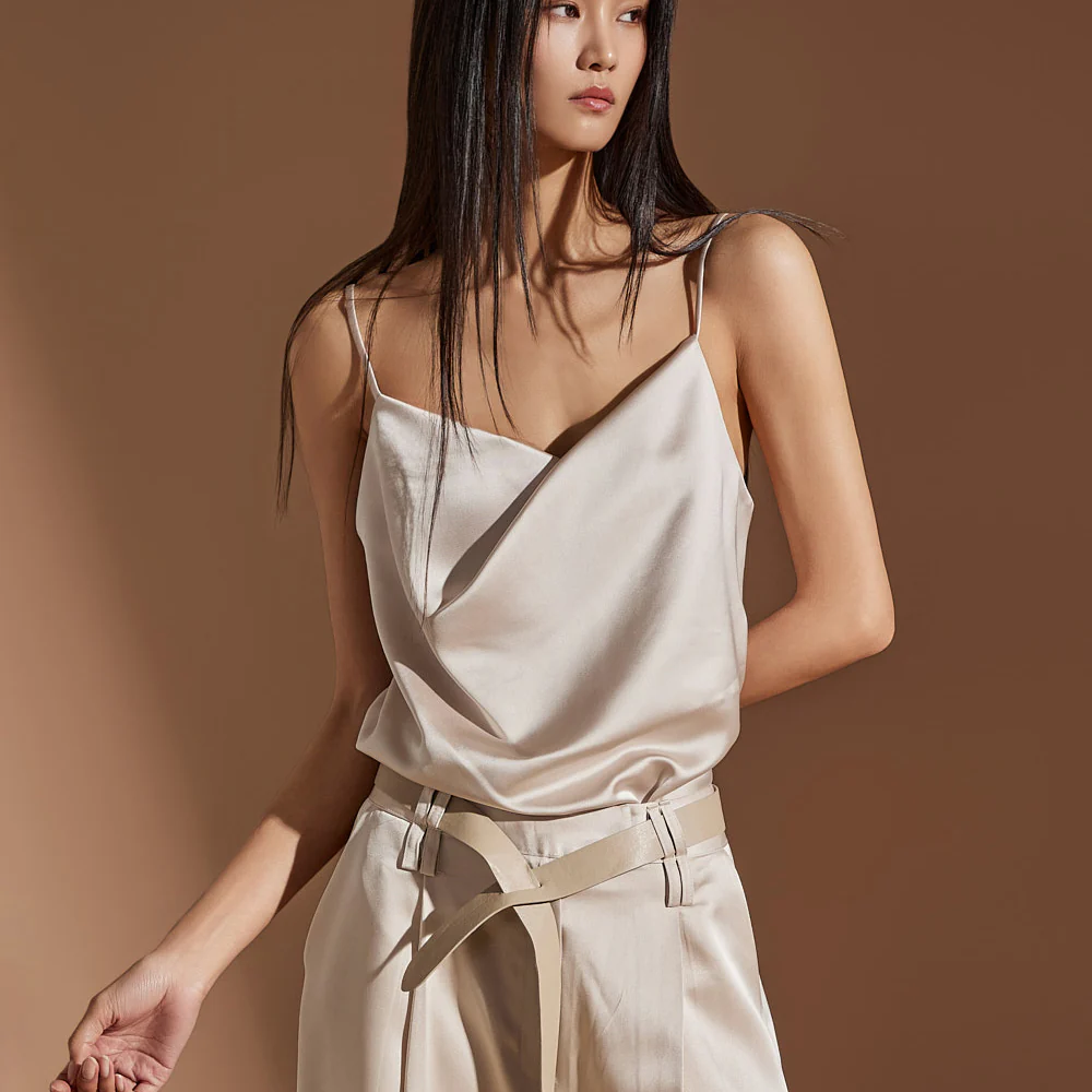 E3307 Satin Cowl Neck Sleeveless Top - Image 2