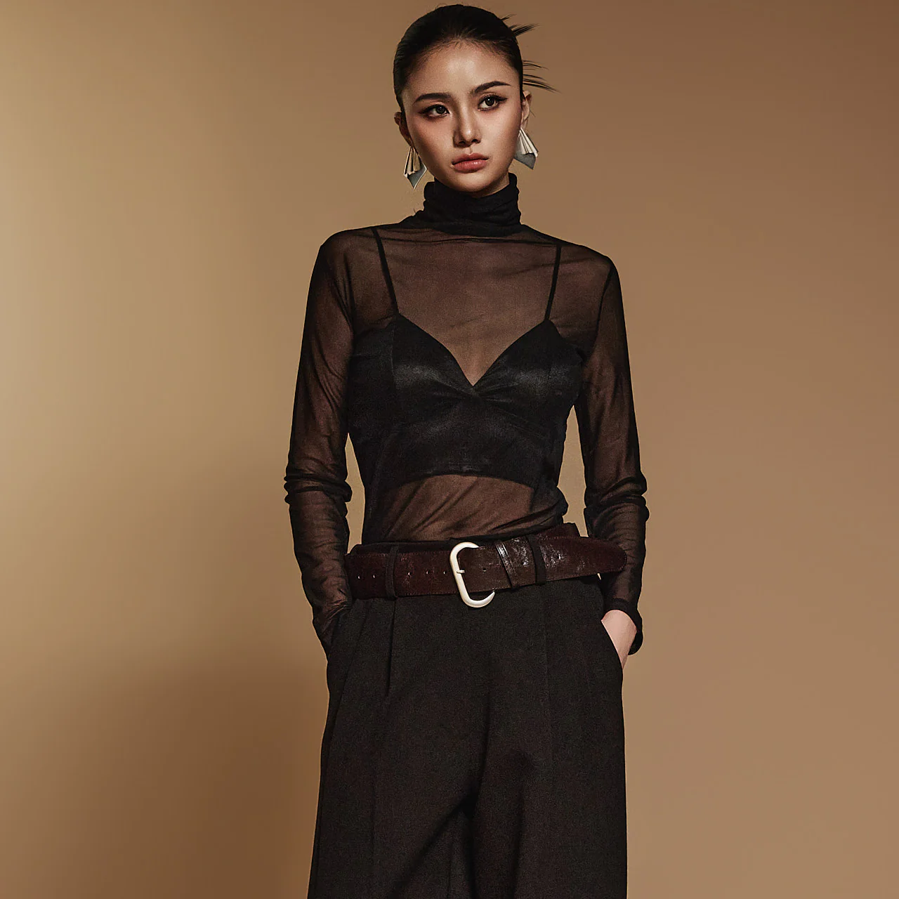 E3546 Sheer Turtleneck Top - Image 2