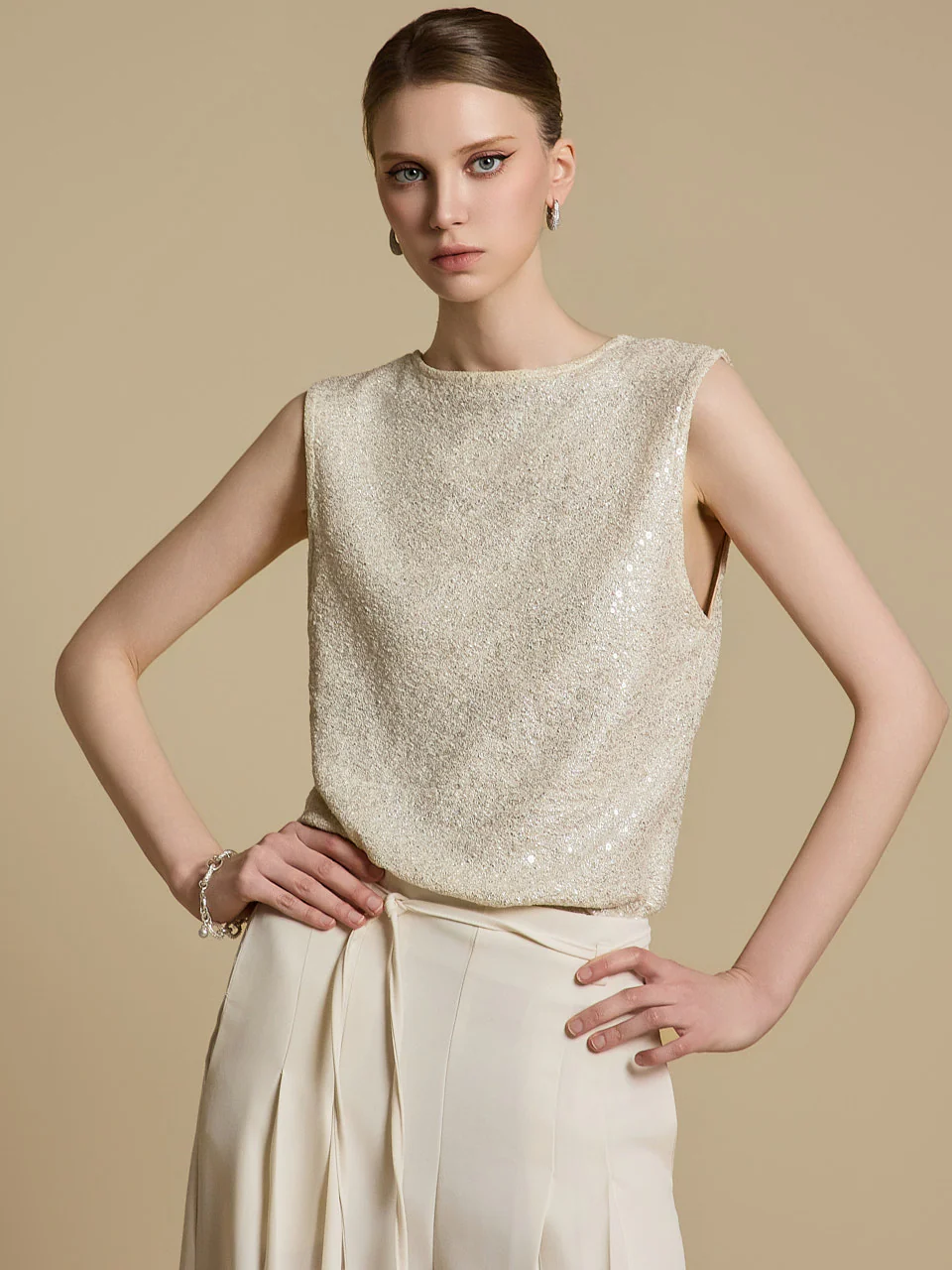E3784 Spangled Sleeveless Top