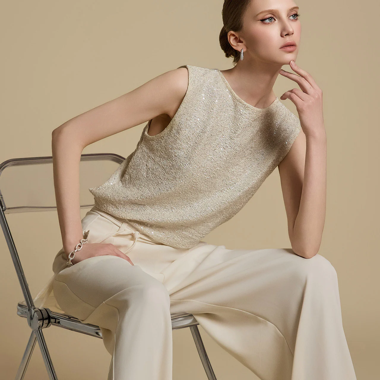 E3784 Spangled Sleeveless Top - Image 2