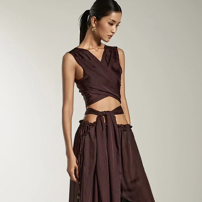E3878 Satin Wrap Top - Image 2