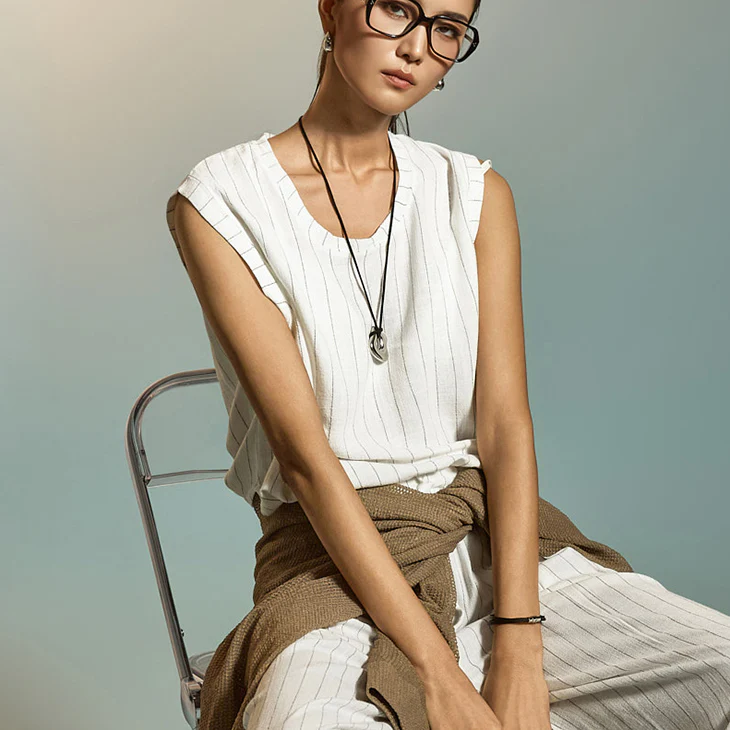 E3879 Linen Stripe Top - Image 2