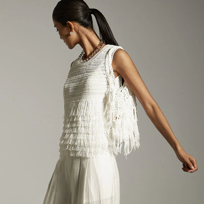 E3882 Fringe Knit Top - Image 2
