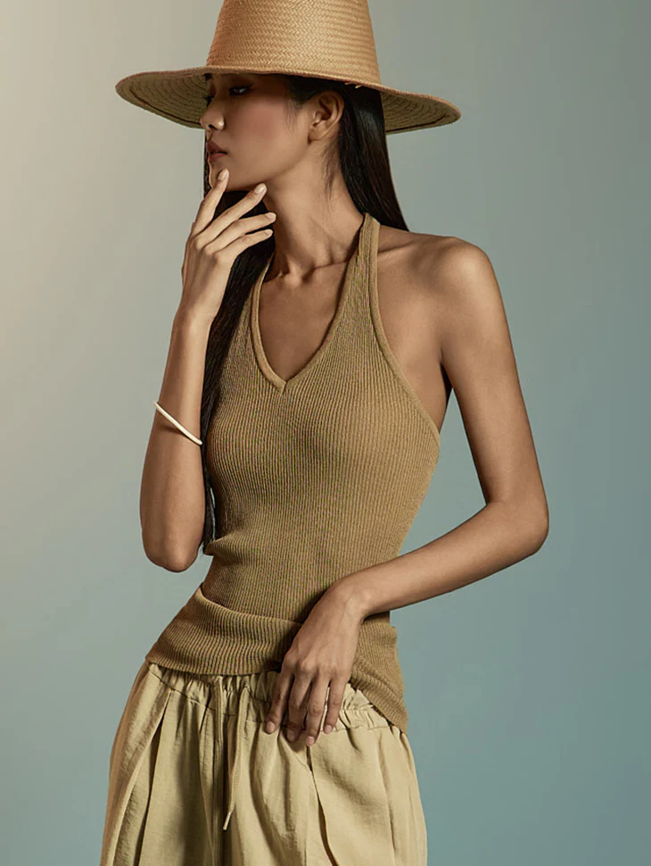 E3912 Halter neck Knit Sleeveless