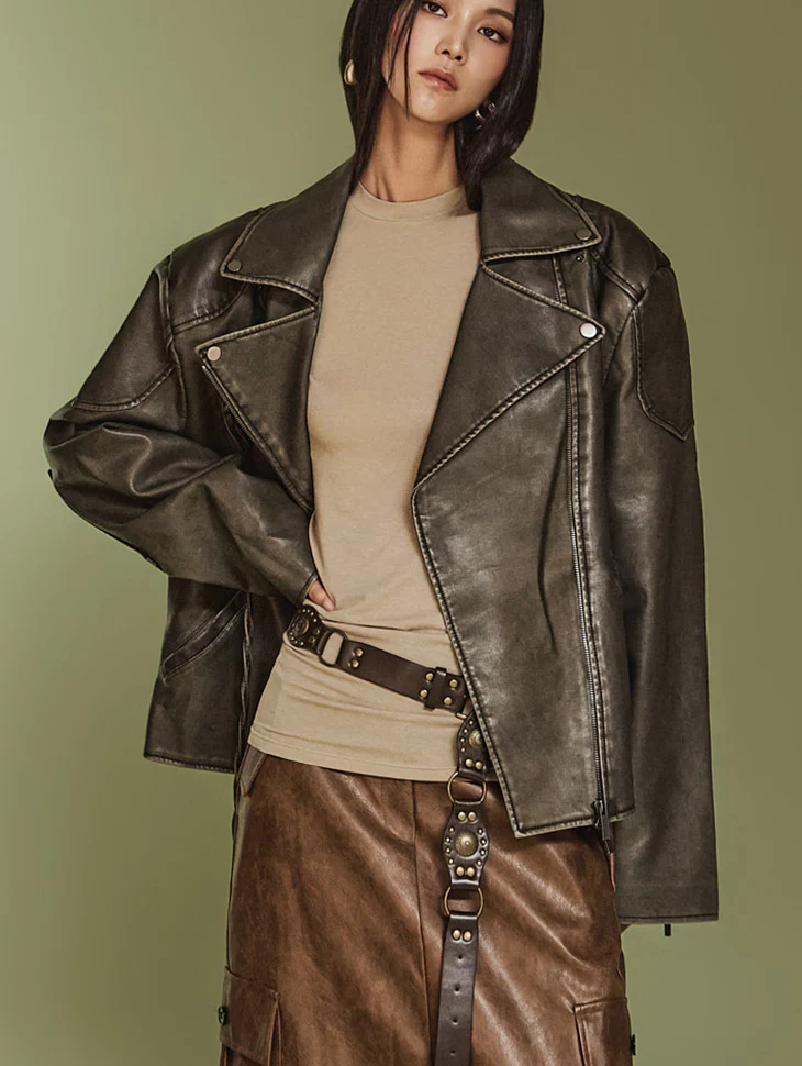 J2370 Crackled Biker Jacket