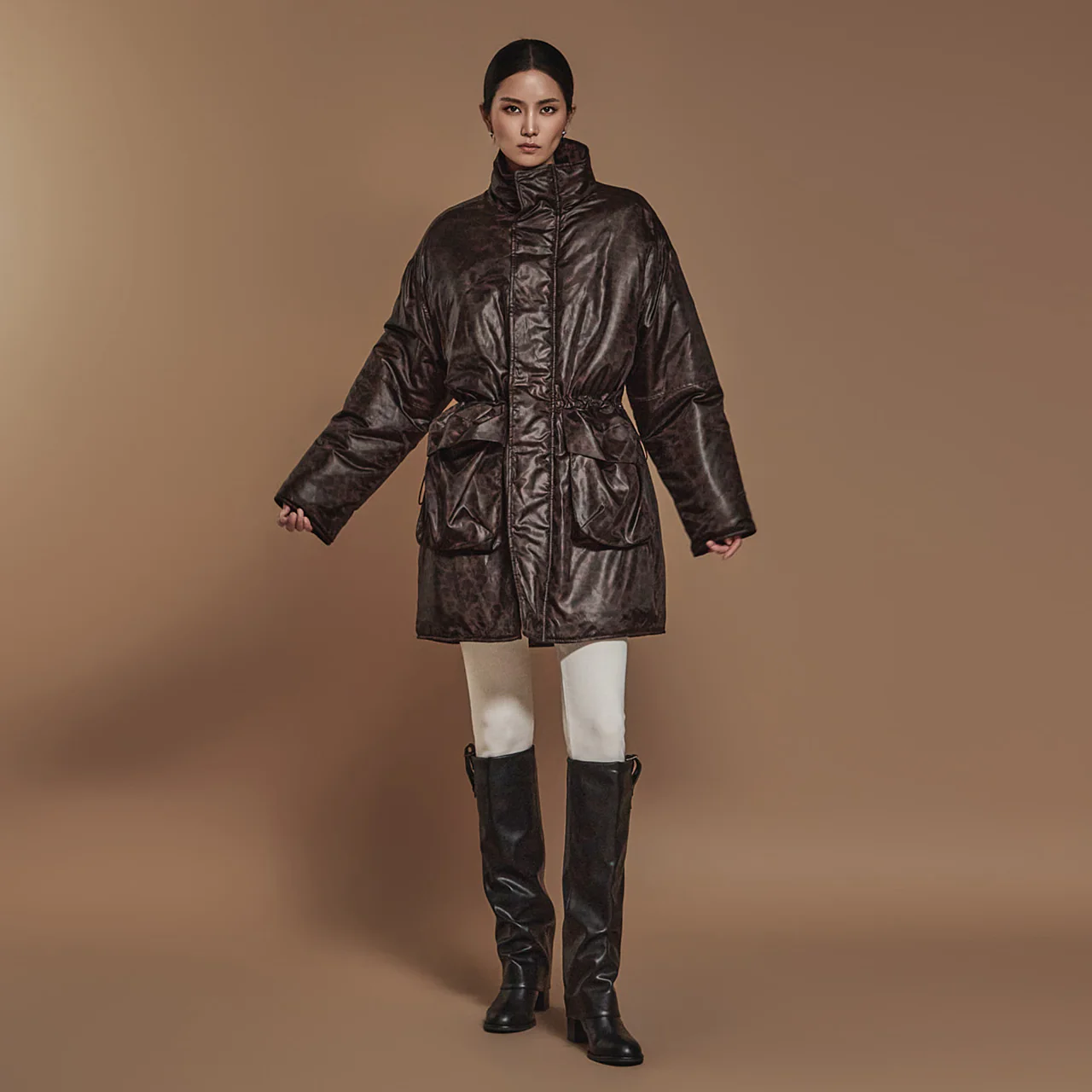 J2448 Glossy Turtleneck Padded Jacket - Image 2