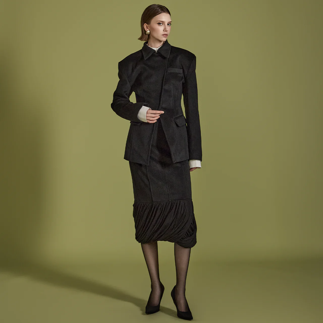 J2453 Diagonal line wool Jacket - Image 2