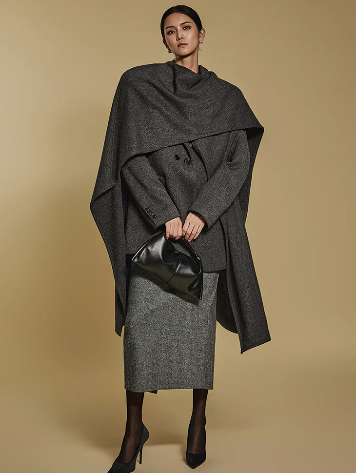 J2492 Wool Jacket With Cape