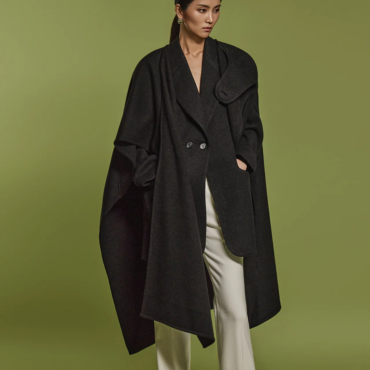J2492 Wool Jacket With Cape - Image 2