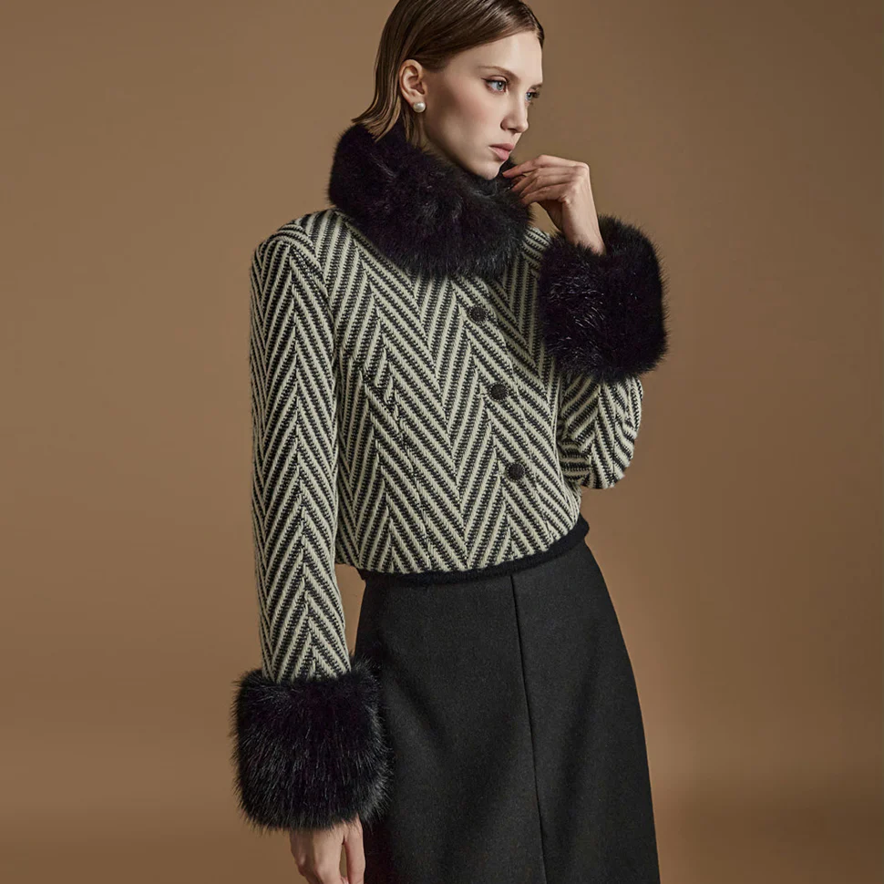 J2517 Herringbone Fur Jacket - Image 2