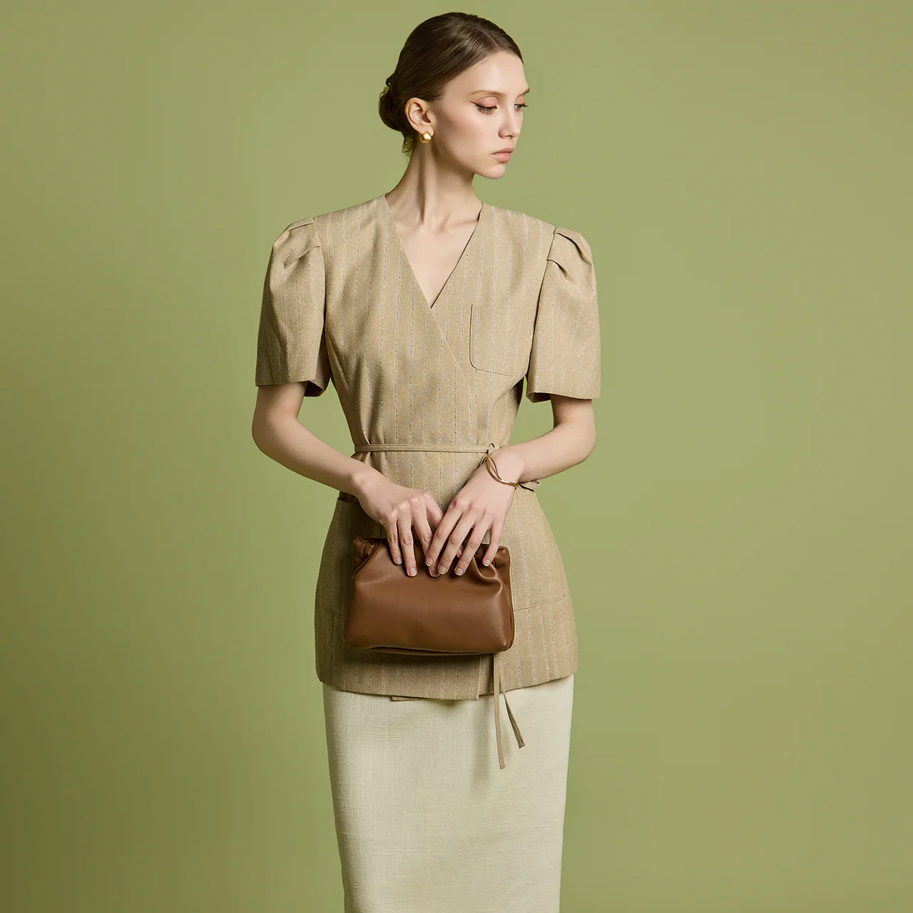 J2771 Linen Puff Sleeve Jacket - Image 2