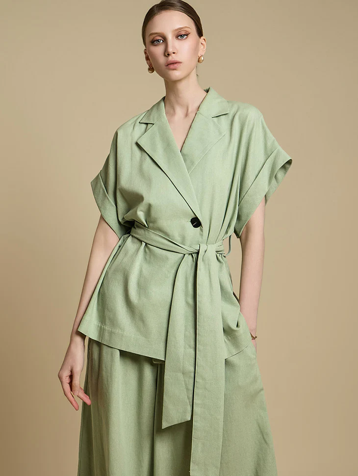 J2789 Linen Jacket with Strap