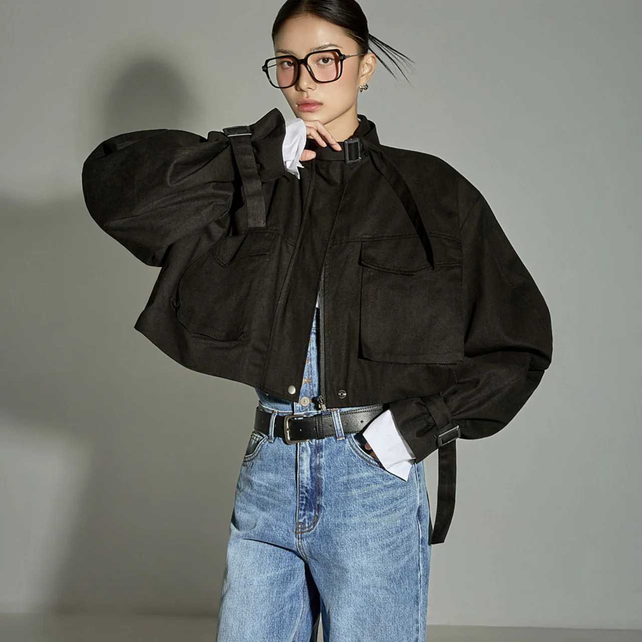 J2816 Cropped Bomber Jacket - Image 2