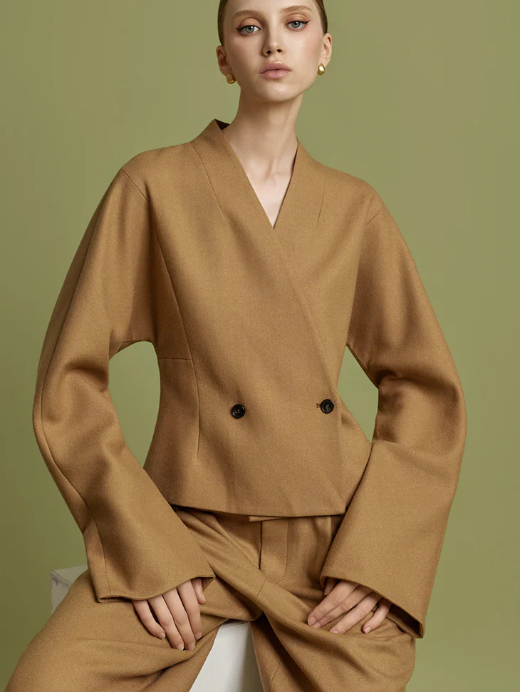 J2831 Collarless Wool Jacket