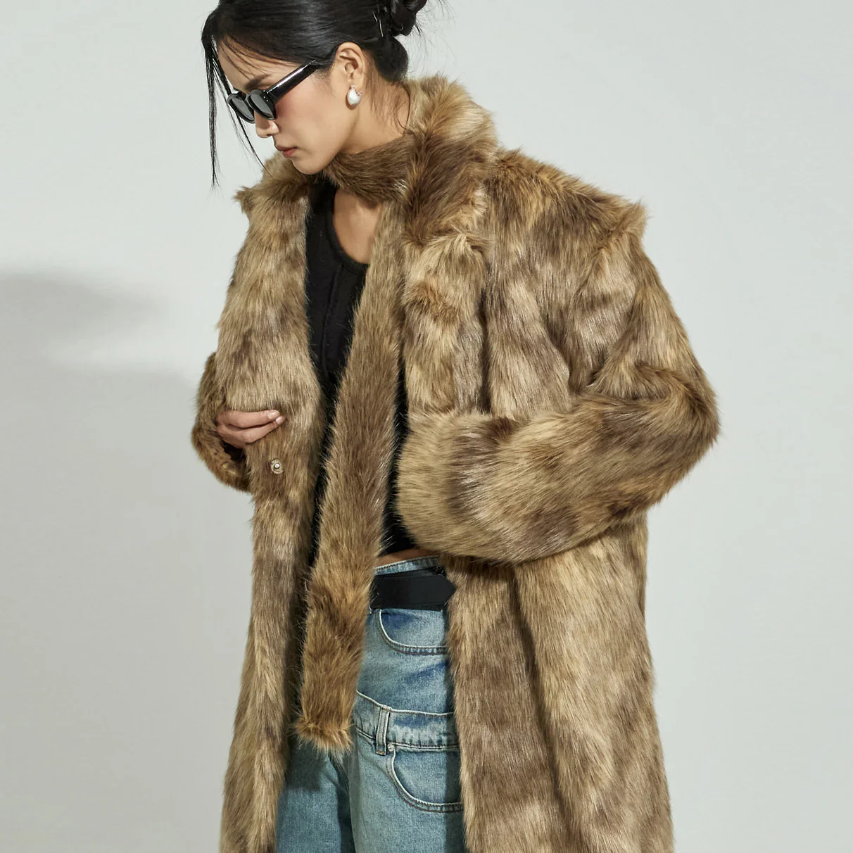 J2980 Fur Coat with Strap - Image 2
