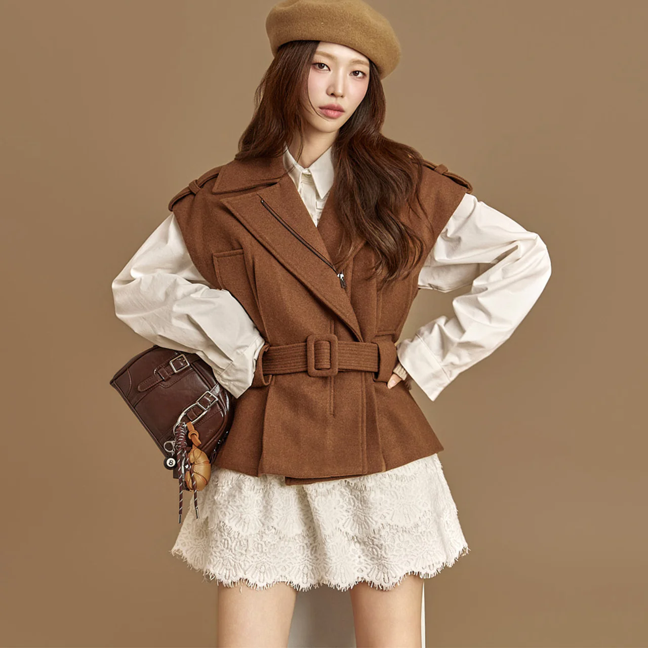 J2995 Wool Vest with Belt - Image 2