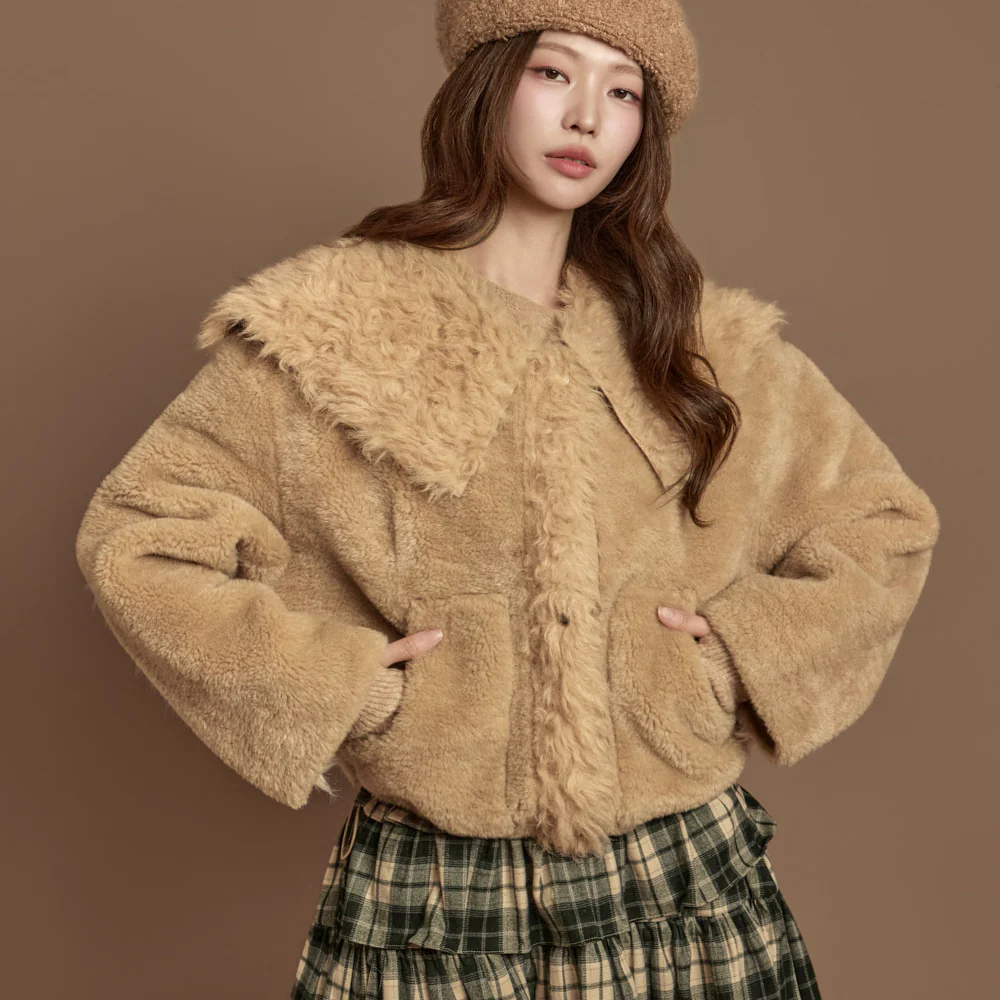 J3029 Teddy Big Collar Jacket - Image 2
