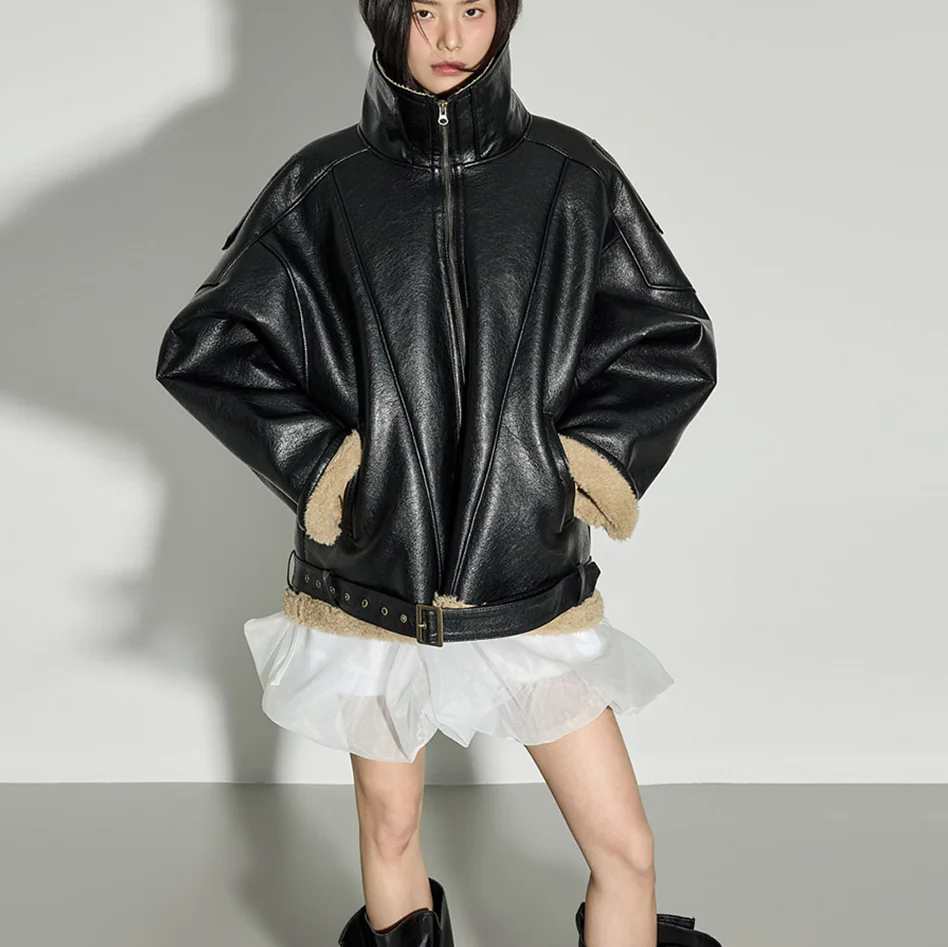 J3051 Leather Shearling Jacket - Image 2