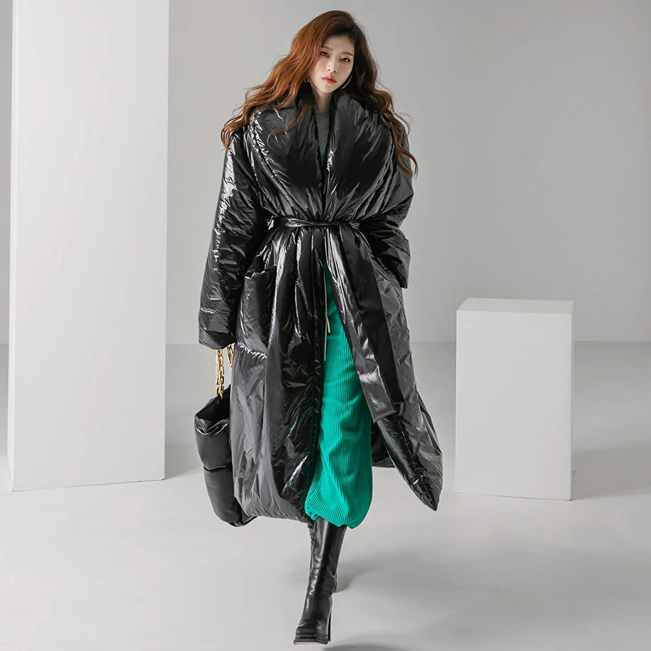 J9094 Padded Jacket With Belt - Image 2