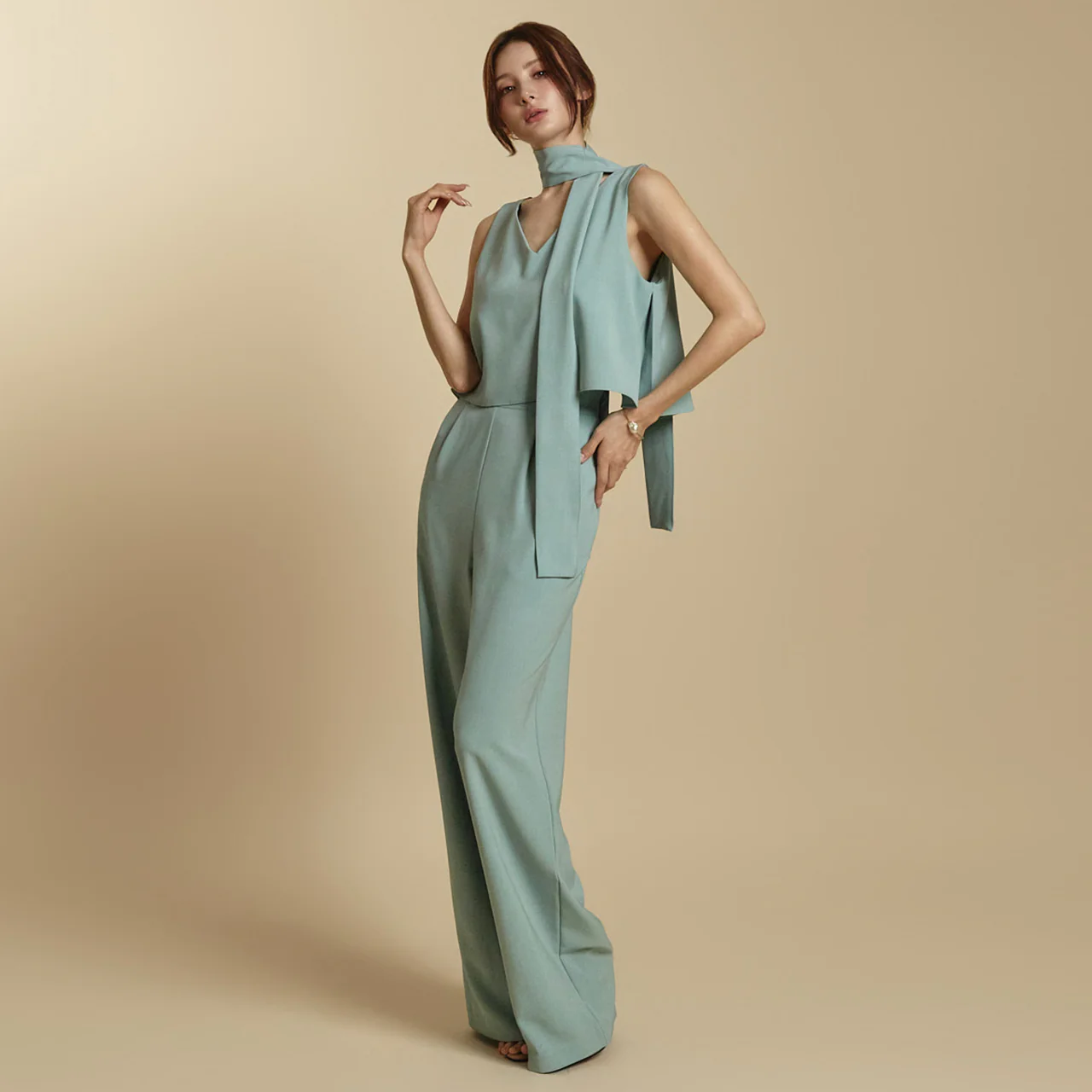 JS059 Jumpsuit with Scarf - Image 2