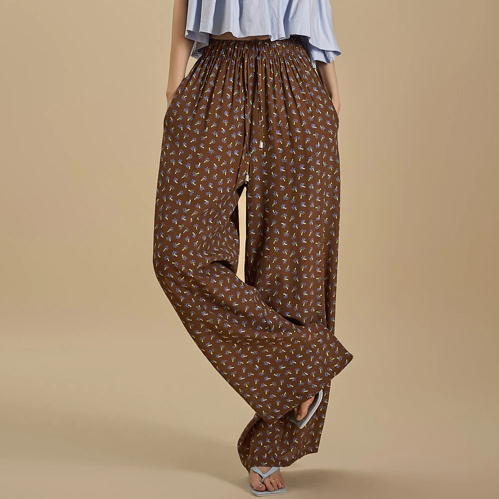 P3225 Flower Pattern Drawstring Pants - Image 2