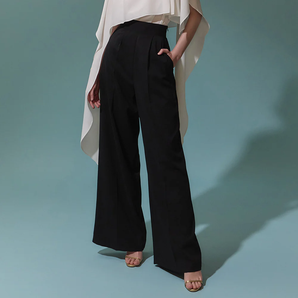 P9081 High Waist Pintuck Wide Slacks - Image 2